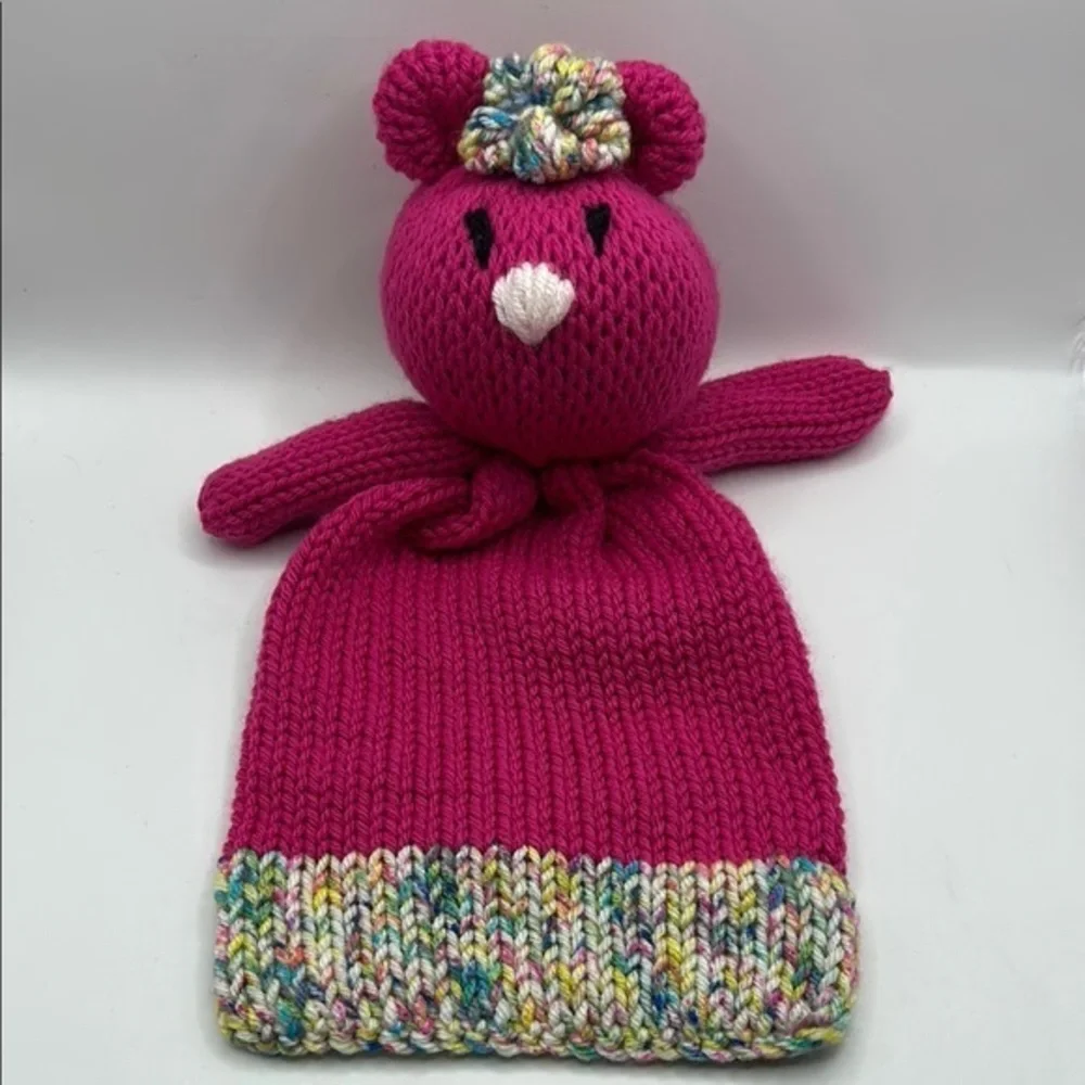 Baby lovey. Handmade baby cuddle bear.